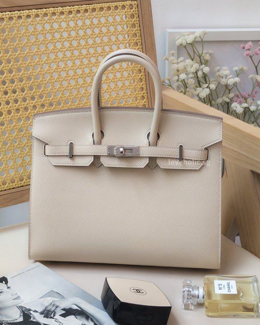 Birkin Sellier 25 | Craie Epsom Palladium Hardware