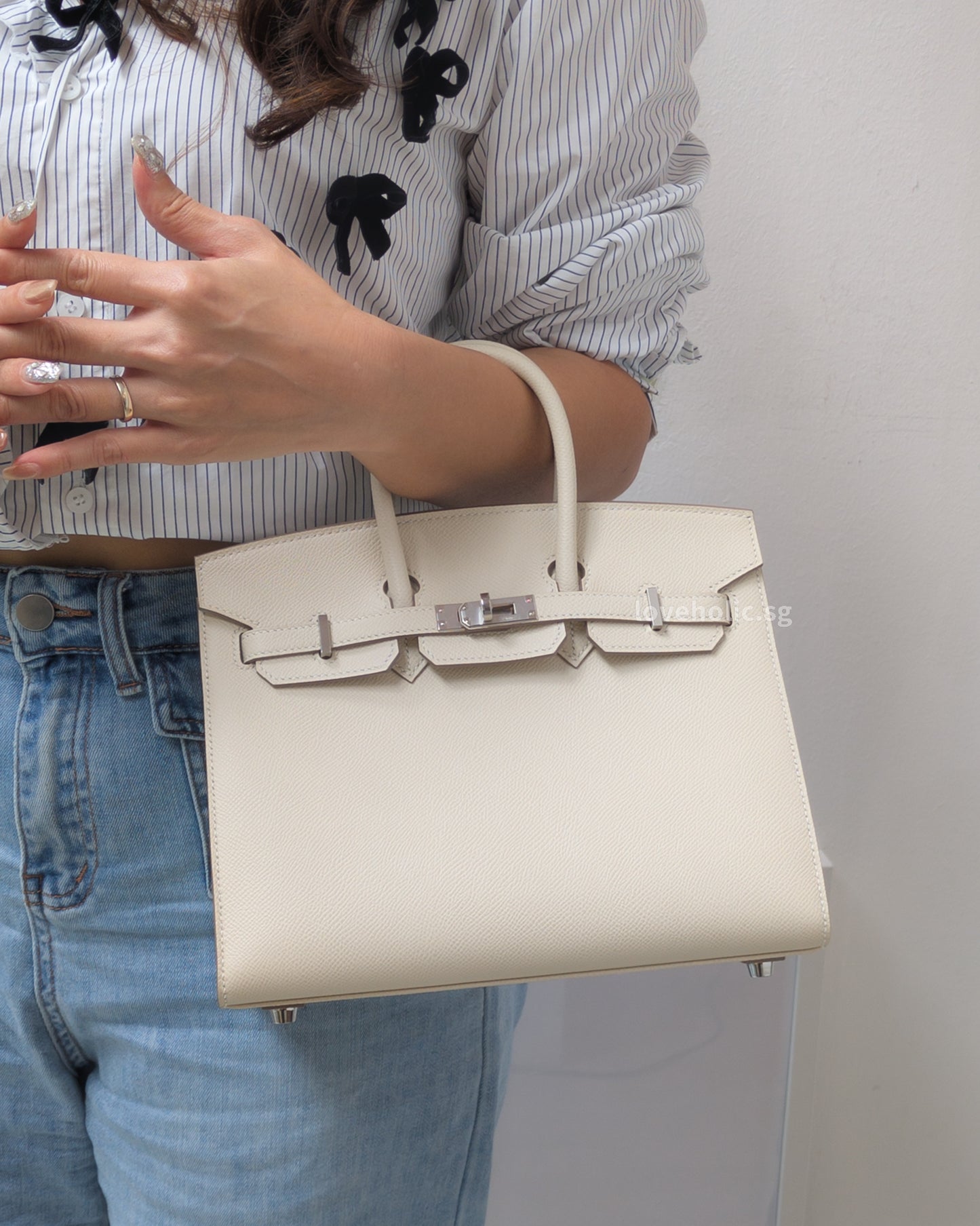 Birkin Sellier 25 | Craie Epsom Palladium Hardware