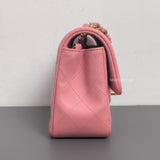 Chanel Classic Flap Mini Rectangle | Pink Lambskin Brushed Gold Hardware-side