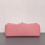 Chanel Classic Flap Mini Rectangle | Pink Lambskin Brushed Gold Hardware-details