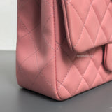Chanel Classic Flap Mini Rectangle | Pink Lambskin Brushed Gold Hardware-details