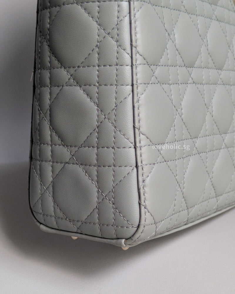 Dior My ABC Lady Dior Small | Stone Grey Lambskin Light Gold Hardware-details