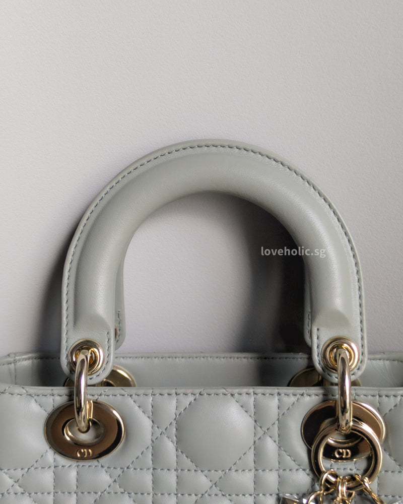 Dior My ABC Lady Dior Small | Stone Grey Lambskin Light Gold Hardware-details