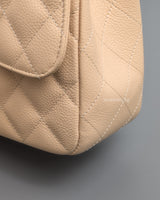 Chanel Single Flap Jumbo Beige Caviar Silver Hardware-details