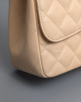 Chanel Single Flap Jumbo Beige Caviar Silver Hardware-details