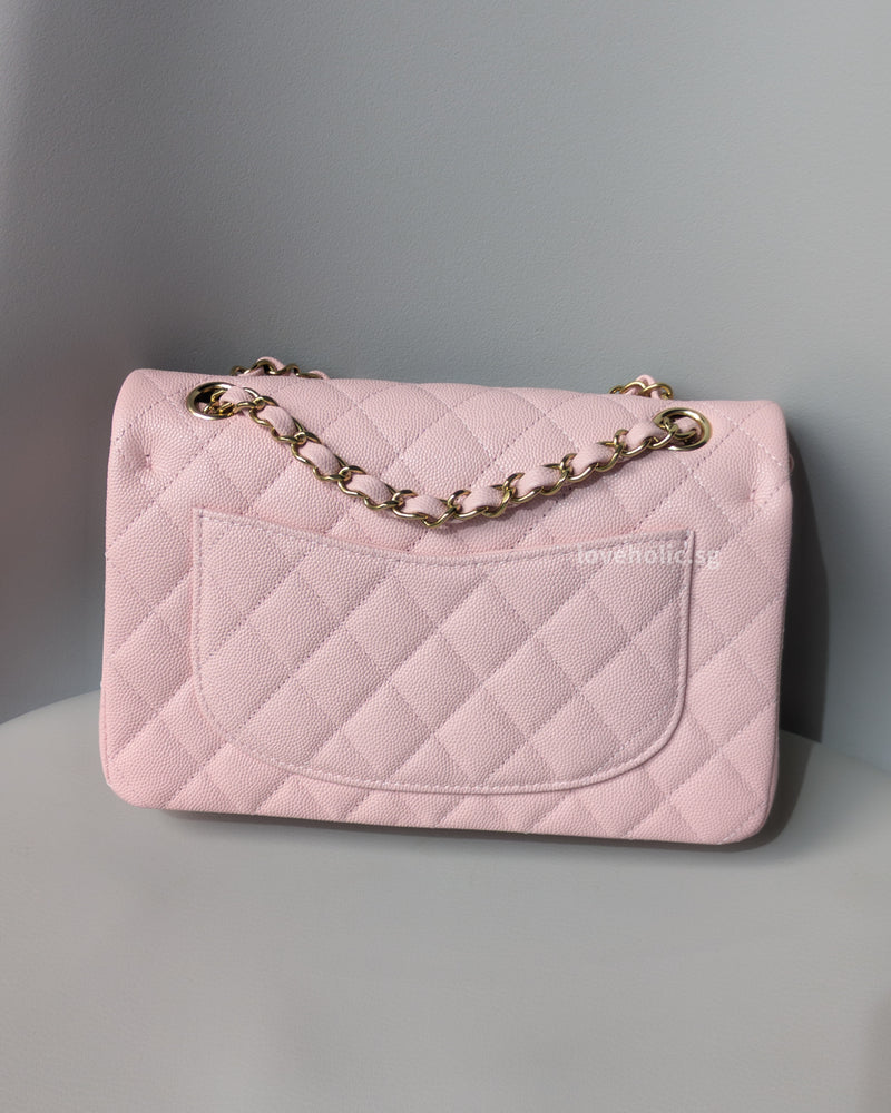 Chanel Classic Flap Small | 22B Light Pink Caviar Light Gold Hardware-back