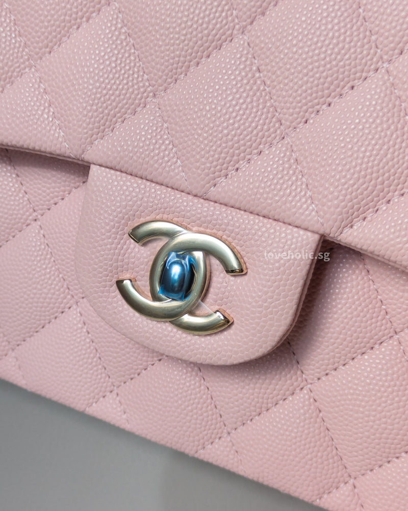 Chanel Classic Flap Small | 22B Light Pink Caviar Light Gold Hardware-details