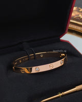 Love Bracelet With 4 Diamonds Classic Size 16  | 18K Rose Gold