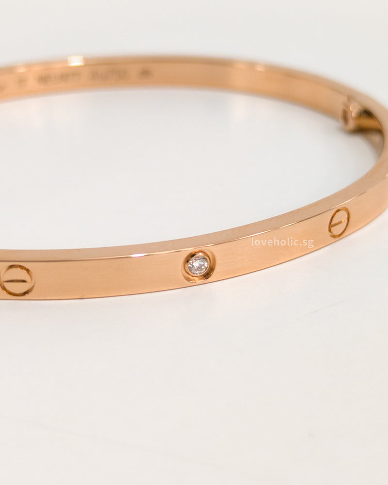 Love Bracelet Small with 6 Diamonds | Size 17 18K Rose Gold