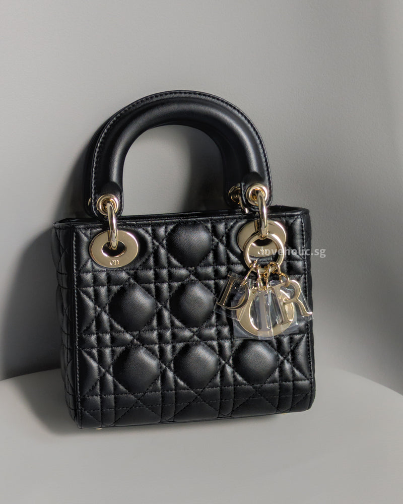 Dior Lady Dior Mini | Black Lambskin Light Gold Hardware-front1
