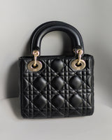 Dior Lady Dior Mini | Black Lambskin Light Gold Hardware-back