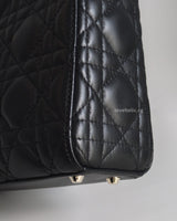 Dior Lady Dior Mini | Black Lambskin Light Gold Hardware-details