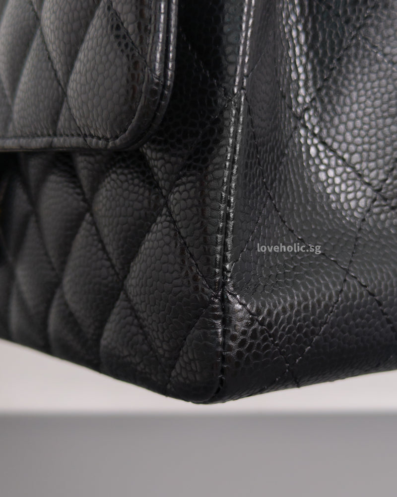 Chanel Classic Flap Medium | Black Caviar Gold Hardware-details