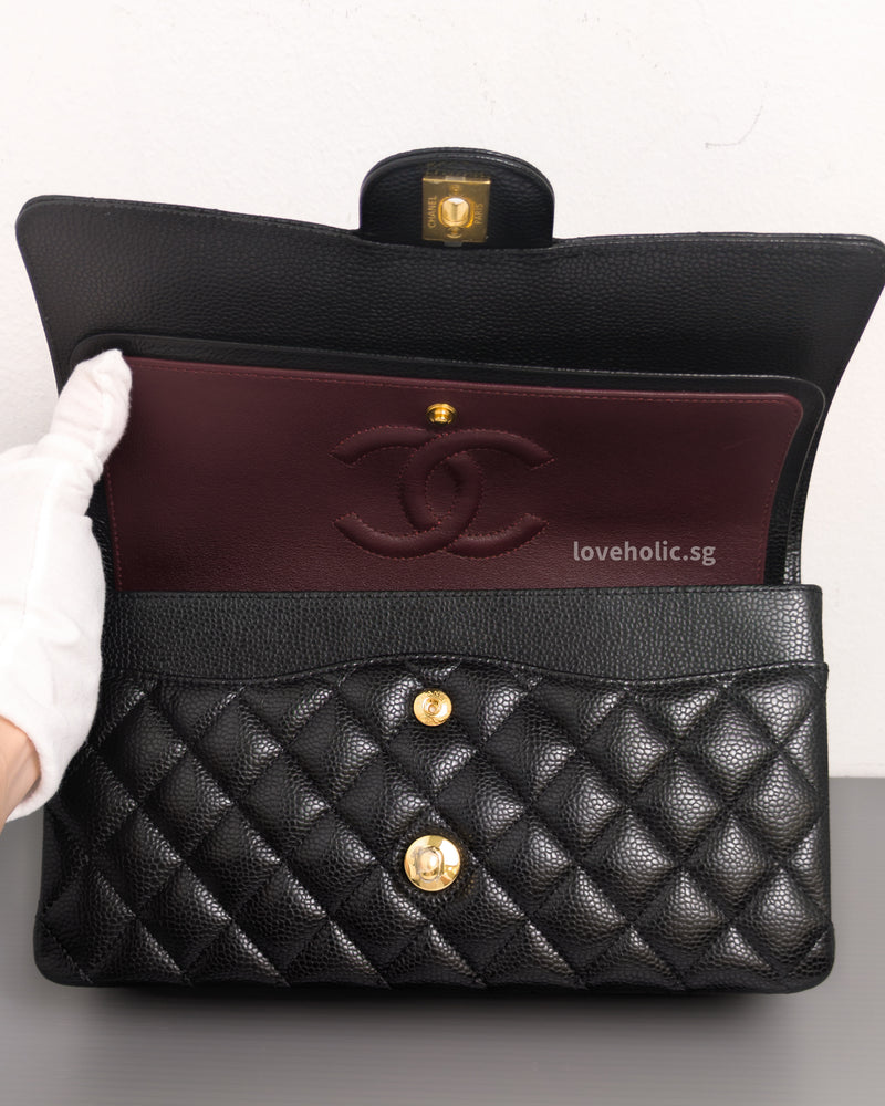 Chanel Classic Flap Medium | Black Caviar Gold Hardware-details