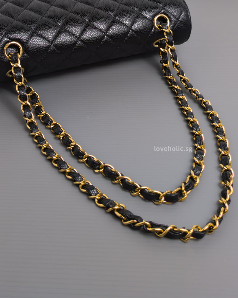Chanel Classic Flap Medium | Black Caviar Gold Hardware-details
