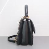 Trendy CC Top Handle Small | Black Lambskin Light Gold Hardware