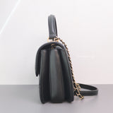 Trendy CC Top Handle Small | Black Lambskin Light Gold Hardware