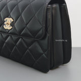 Trendy CC Top Handle Small | Black Lambskin Light Gold Hardware
