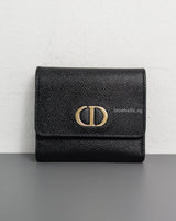 Dior Montaigne 30 Compact Wallet | Black Grained Calfskin Light Gold Hardware-model