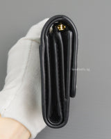 Dior Montaigne 30 Compact Wallet | Black Grained Calfskin Light Gold Hardware-back