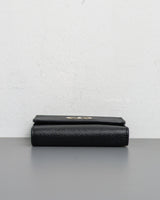 Dior Montaigne 30 Compact Wallet | Black Grained Calfskin Light Gold Hardware-details