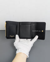 Dior Montaigne 30 Compact Wallet | Black Grained Calfskin Light Gold Hardware-details