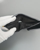 Dior Montaigne 30 Compact Wallet | Black Grained Calfskin Light Gold Hardware-details