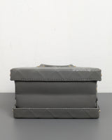 Chanel Mini CC Vanity Case wth Chain | Grey Lambskin Light Gold Hardware-details