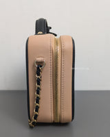 Chanel Filigree Vanity Case Medium | Black / Beige Caviar Light Gold Hardware-side