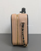 Chanel Filigree Vanity Case Medium | Black / Beige Caviar Light Gold Hardware-details