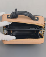 Chanel Filigree Vanity Case Medium | Black / Beige Caviar Light Gold Hardware-details