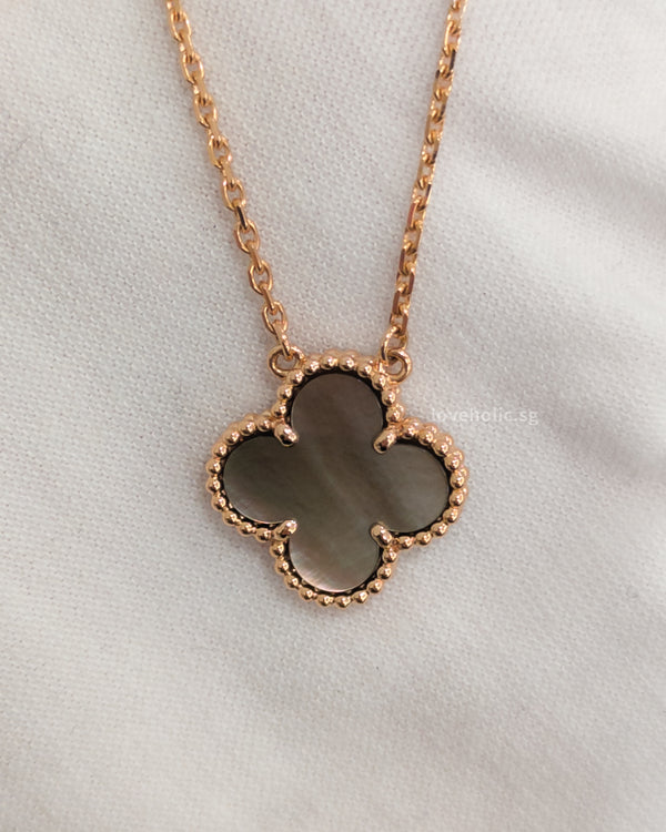 Van Cleef & Arpels VCA Vintage Alhambra Necklace Grey Mother Of Pearl 18K Rose Gold-model