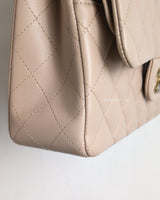 Chanel Classic Flap Small | 24K Light Beige Lambskin Light Gold Hardware-details