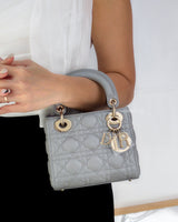 Dior Lady Dior Mini | Grey Lambskin Light Gold Hardware-model