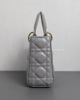 Dior Lady Dior Mini | Grey Lambskin Light Gold Hardware-side