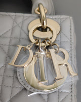 Dior Lady Dior Mini | Grey Lambskin Light Gold Hardware-details