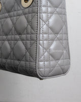 Dior Lady Dior Mini | Grey Lambskin Light Gold Hardware-details