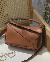 Loewe Puzzle Small | Tan Calfskin Silver Hardware-front