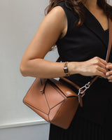 Loewe Puzzle Small | Tan Calfskin Silver Hardware-model