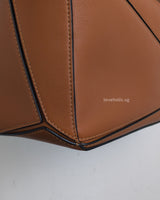 Loewe Puzzle Small | Tan Calfskin Silver Hardware-details