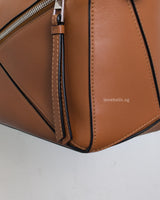 Loewe Puzzle Small | Tan Calfskin Silver Hardware-details