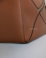 Loewe Puzzle Small | Tan Calfskin Silver Hardware-details