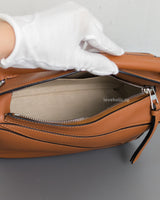 Loewe Puzzle Small | Tan Calfskin Silver Hardware-details