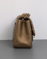 Chanel Classic Flap Mini Square | Dark Gold Caviar Light Gold Hardware-side