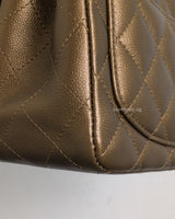 Chanel Classic Flap Mini Square | Dark Gold Caviar Light Gold Hardware-details
