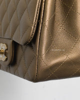 Chanel Classic Flap Mini Square | Dark Gold Caviar Light Gold Hardware-details