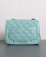 Chanel Classic Flap Mini Square | Tiffany Blue Lambskin Silver Hardware-back