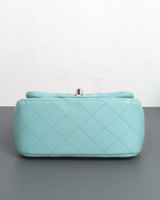 Classic Flap Mini Square | Tiffany Blue Lambskin Silver Hardware