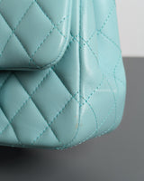 Chanel Classic Flap Mini Square | Tiffany Blue Lambskin Silver Hardware-details