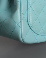 Chanel Classic Flap Mini Square | Tiffany Blue Lambskin Silver Hardware-details
